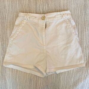 💙 Tibi Nautical Knots and Braids High Waisted White Denim Shorts Size 6
